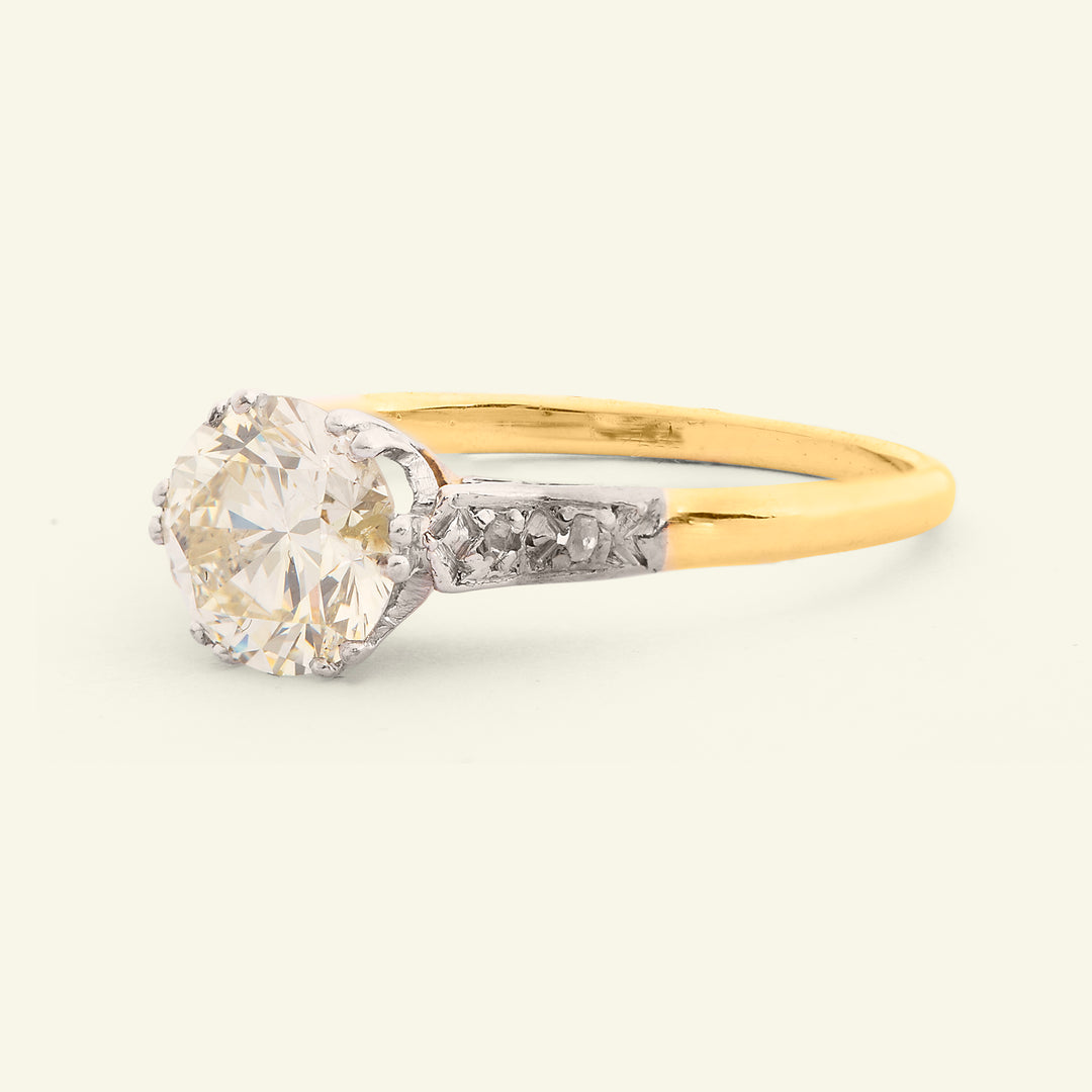 Vintage 1.38 Carat Brilliant Cut Diamond Solitaire