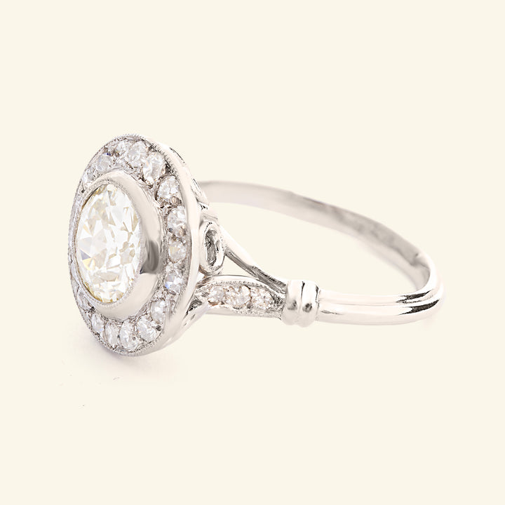French Art Deco 1.30 Carat Old European Cut Diamond Cluster