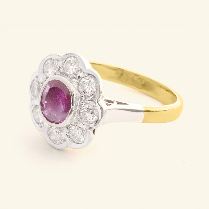 Vintage 0.60 Carat Ruby and Diamond Daisy Cluster