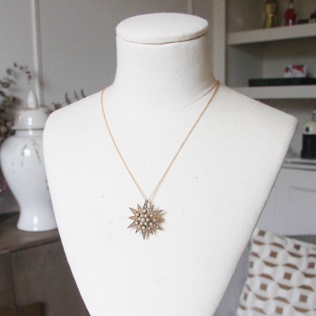Victorian Pearl Star Pendant/ Brooch