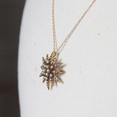Victorian Pearl Star Pendant/ Brooch