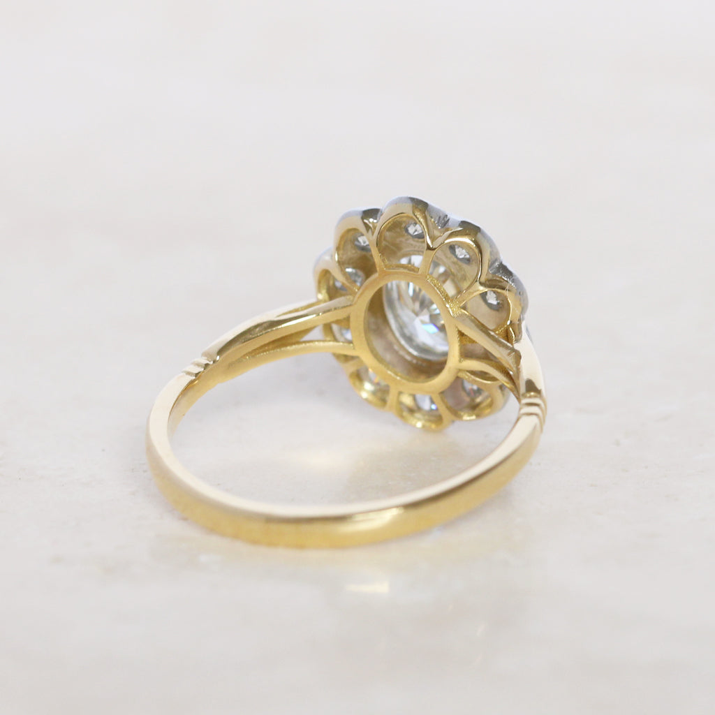 Vintage Style 1.62 Carat Oval Diamond Cluster