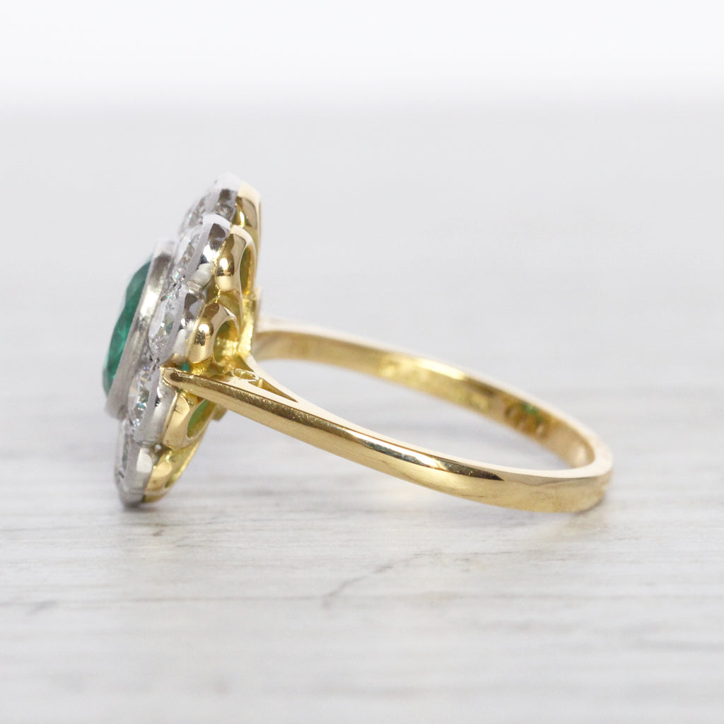 Vintage Style 1.30 Carat Emerald and Diamond Cluster