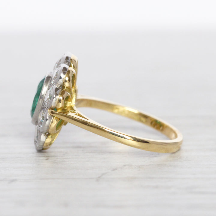 Vintage Style 1.30 Carat Emerald and Diamond Cluster