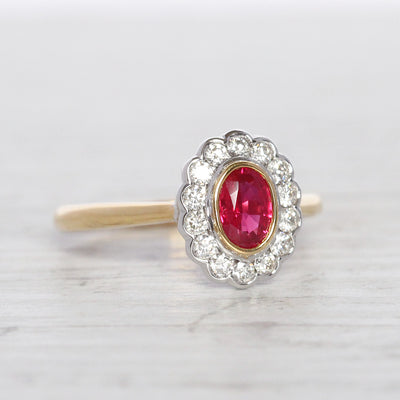 Vintage Style 0.50 Carat Ruby and Diamond Cluster