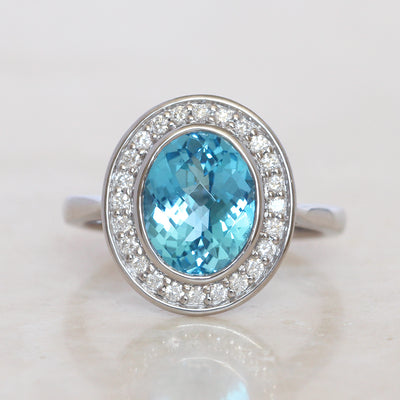 Contemporary 3.55 Carat Blue Topaz and Diamond Cluster