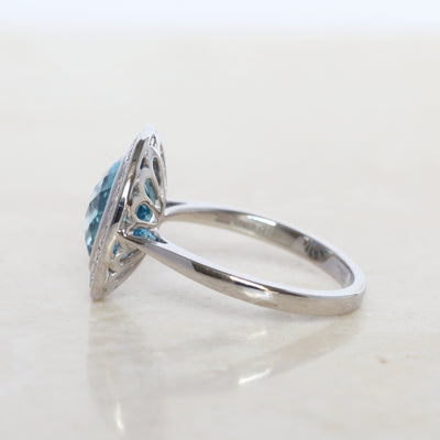 Contemporary 3.55 Carat Blue Topaz and Diamond Cluster