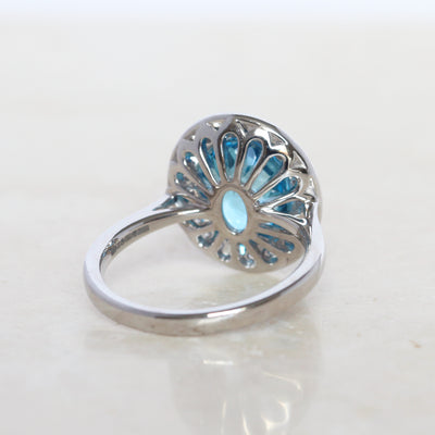 Contemporary 3.55 Carat Blue Topaz and Diamond Cluster