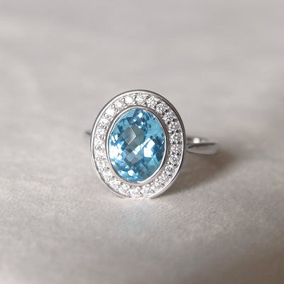 Contemporary 3.55 Carat Blue Topaz and Diamond Cluster