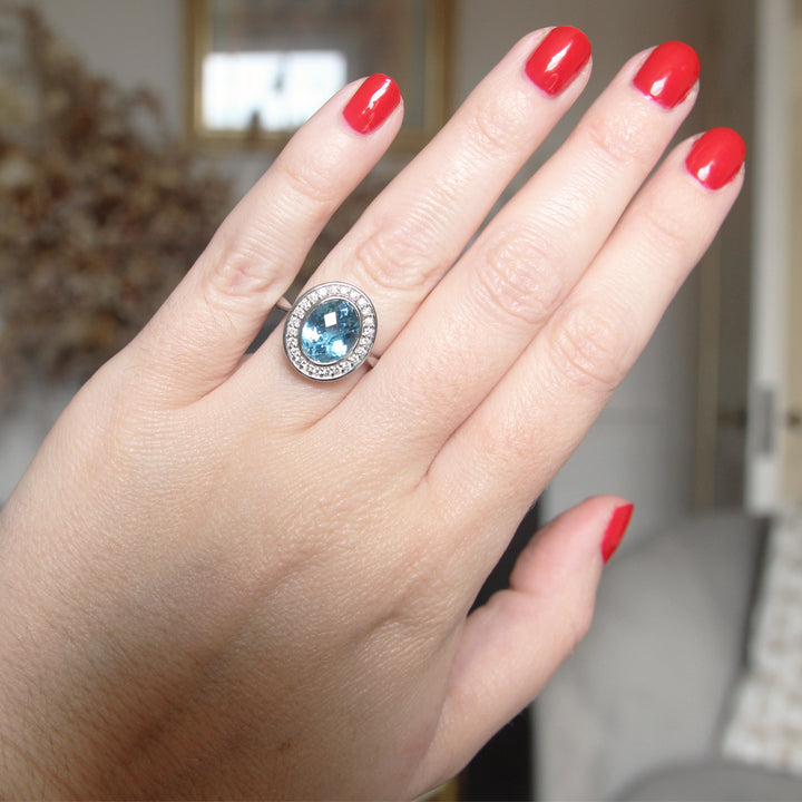 Contemporary 3.55 Carat Blue Topaz and Diamond Cluster
