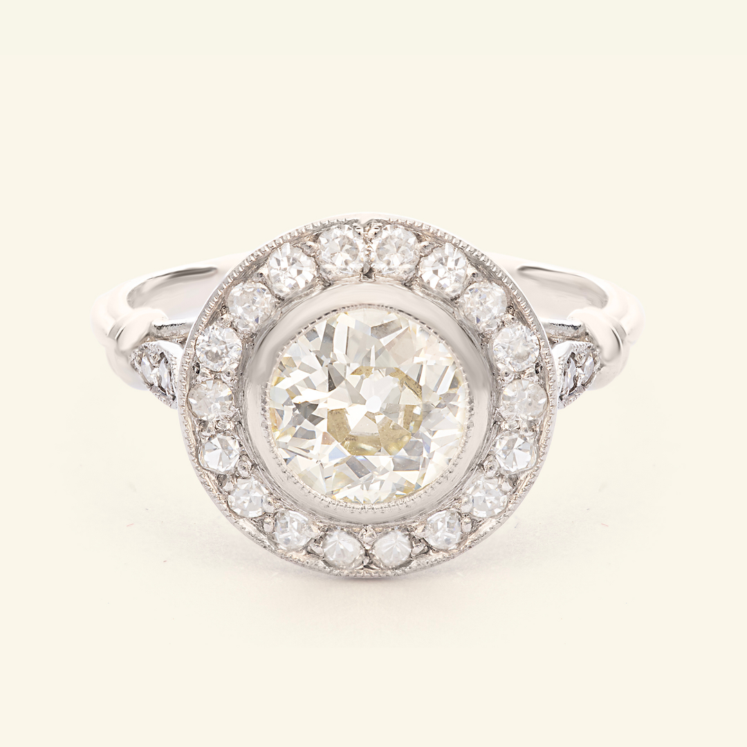 French Art Deco 1.30 Carat Old European Cut Diamond Cluster
