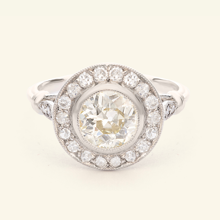 French Art Deco 1.30 Carat Old European Cut Diamond Cluster