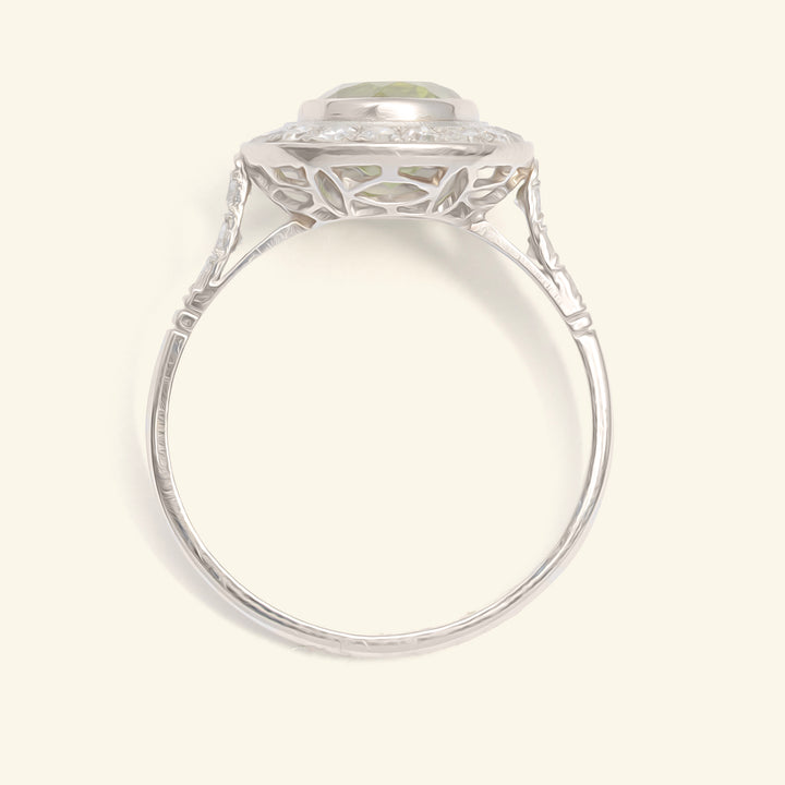 Art Deco Style 1.40 Carat Peridot and Diamond Halo Cluster