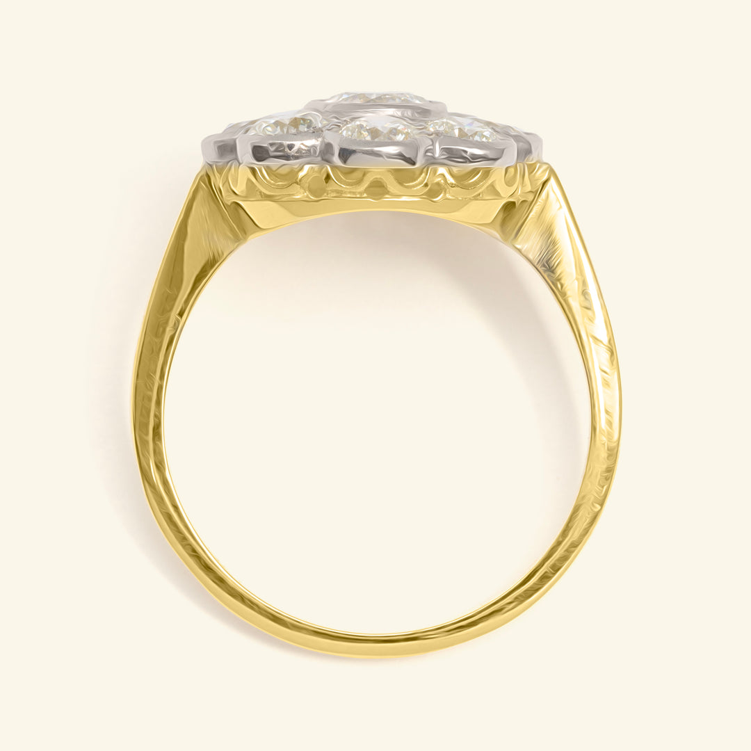 Edwardian Style 1.65 Carat Diamond Daisy Cluster