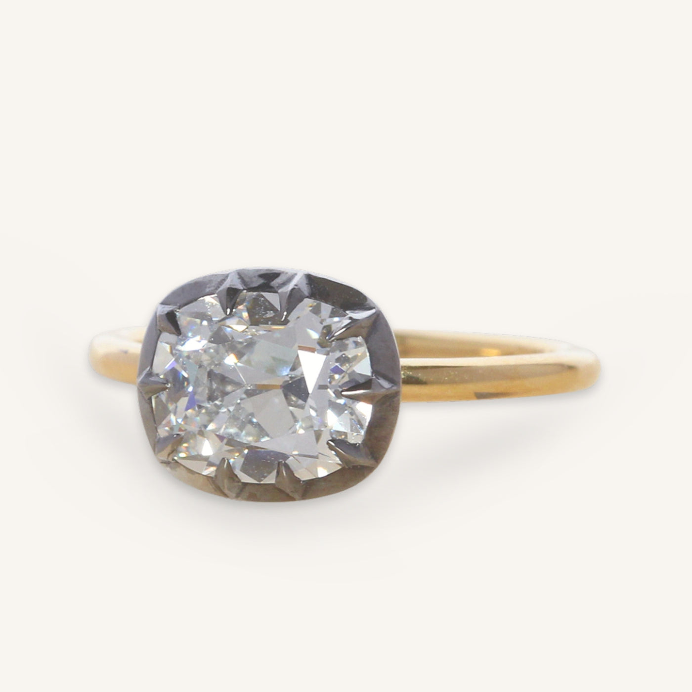 The Henrietta Engagement Ring - 2.09 Carat Antique Cushion Cut Celeste Diamond®