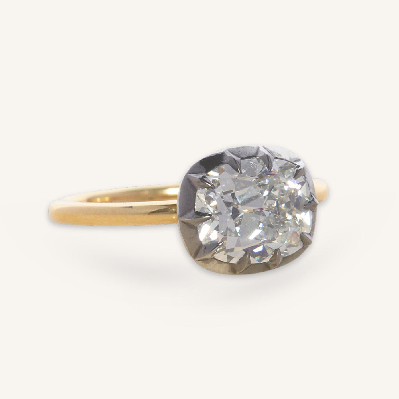 The Henrietta Engagement Ring - 2.09 Carat Antique Cushion Cut Celeste Diamond®