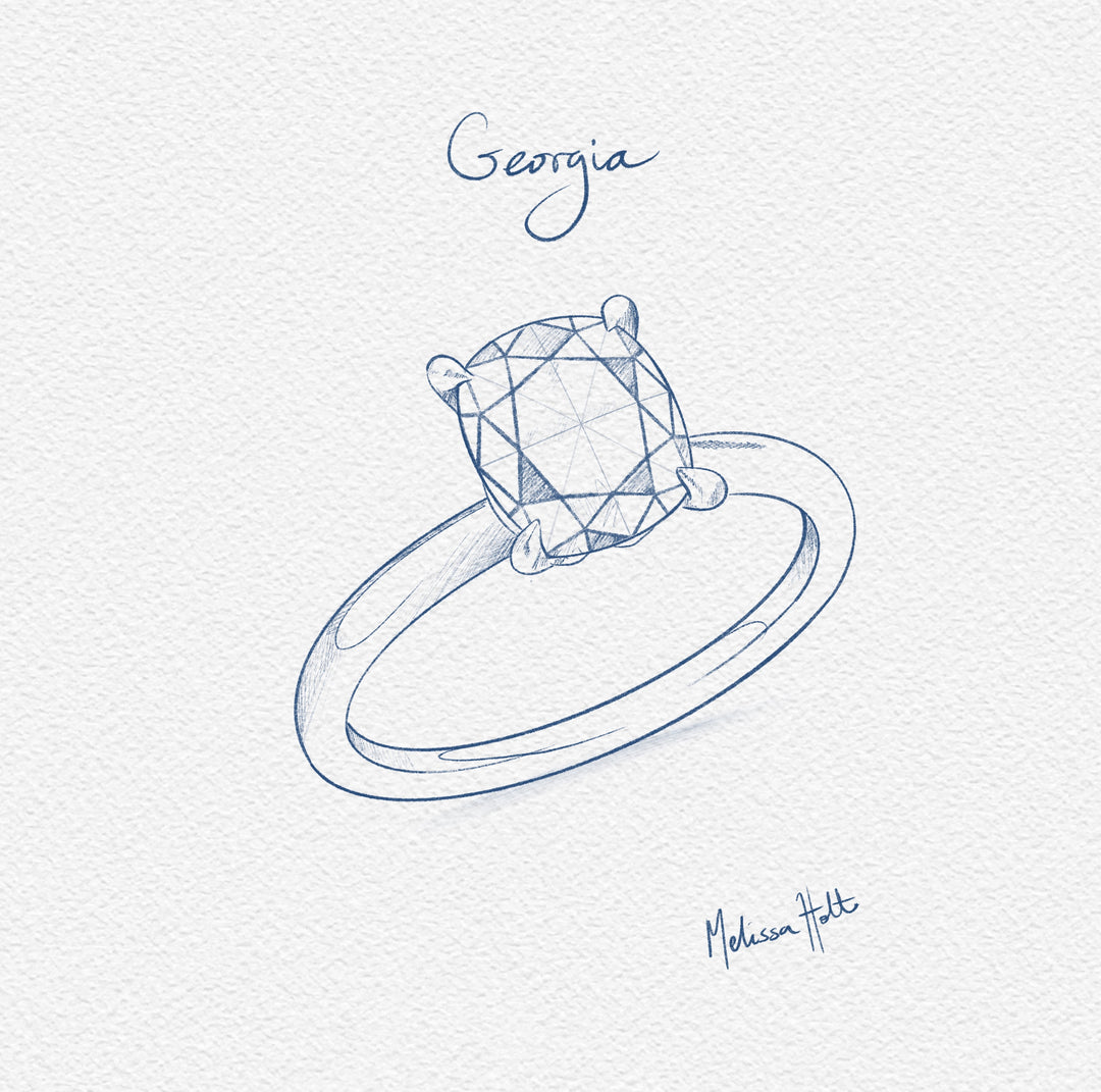 The Georgia Engagement Ring - Antique Cushion Cut Celeste Diamonds®