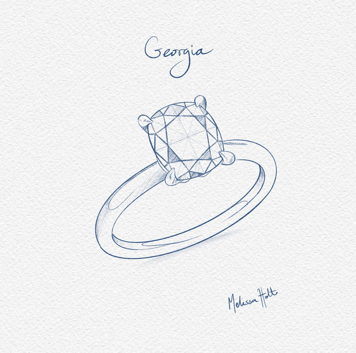 The Georgia Engagement Ring - Antique Cushion Cut Celeste Diamonds®