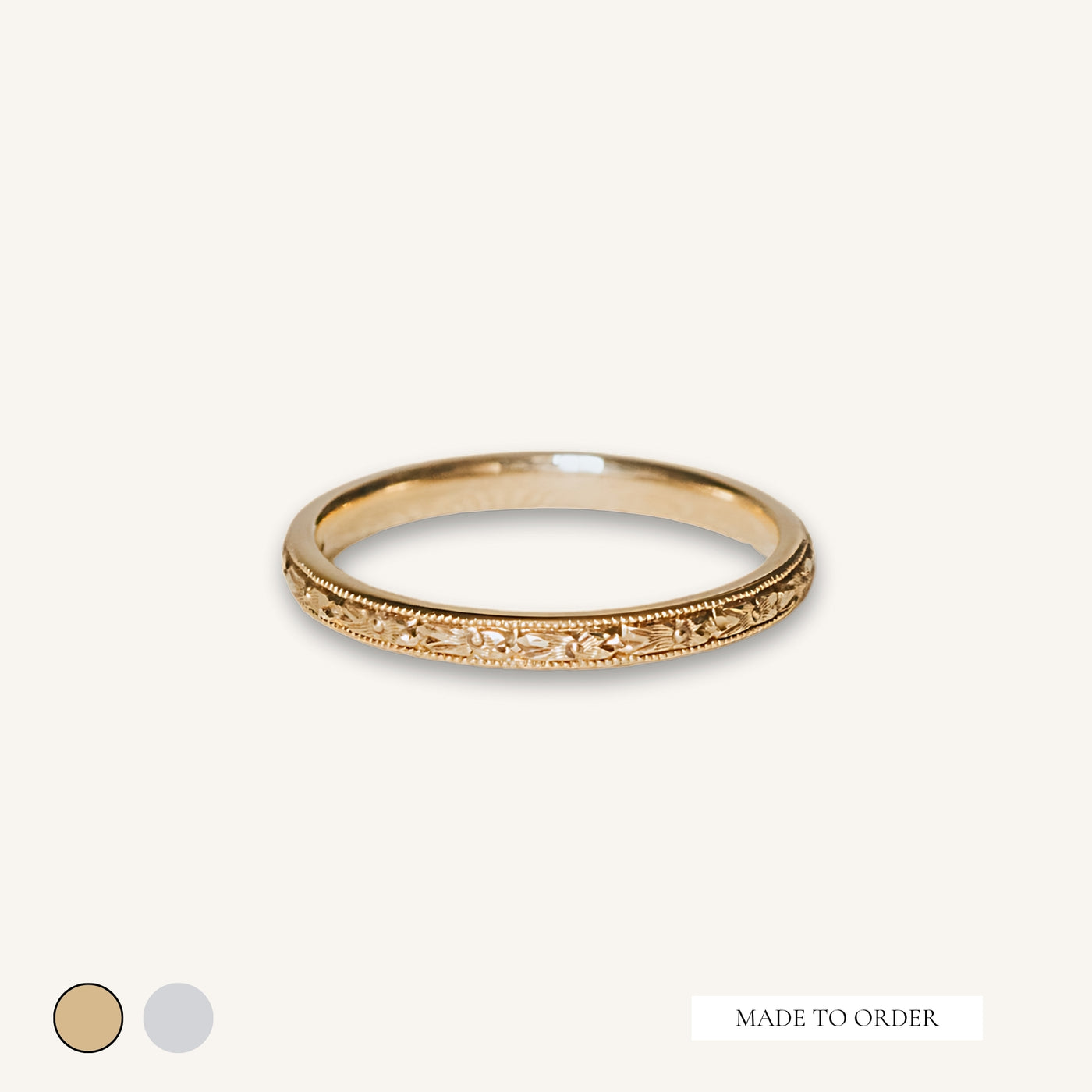 The Orange Blossom Band - Vintage Style Engraved Wedding Band