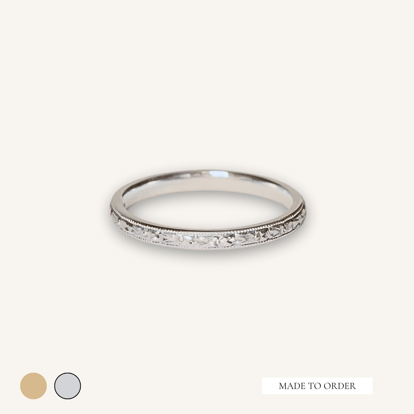 The Orange Blossom Band - Vintage Style Engraved Wedding Band