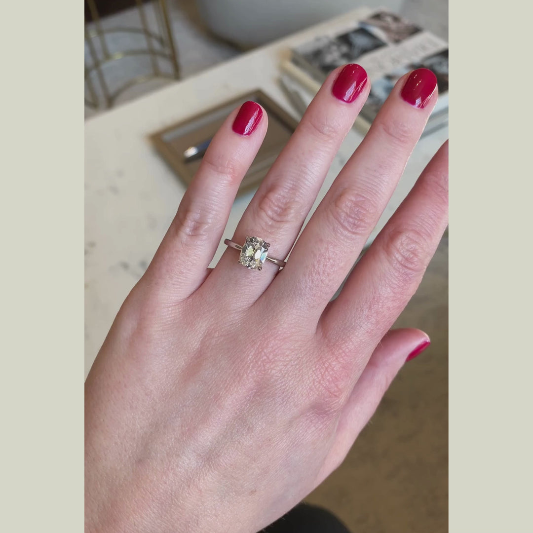The Georgia Engagement Ring - 2.05 Carat Antique Cushion Cut Celeste Diamond®