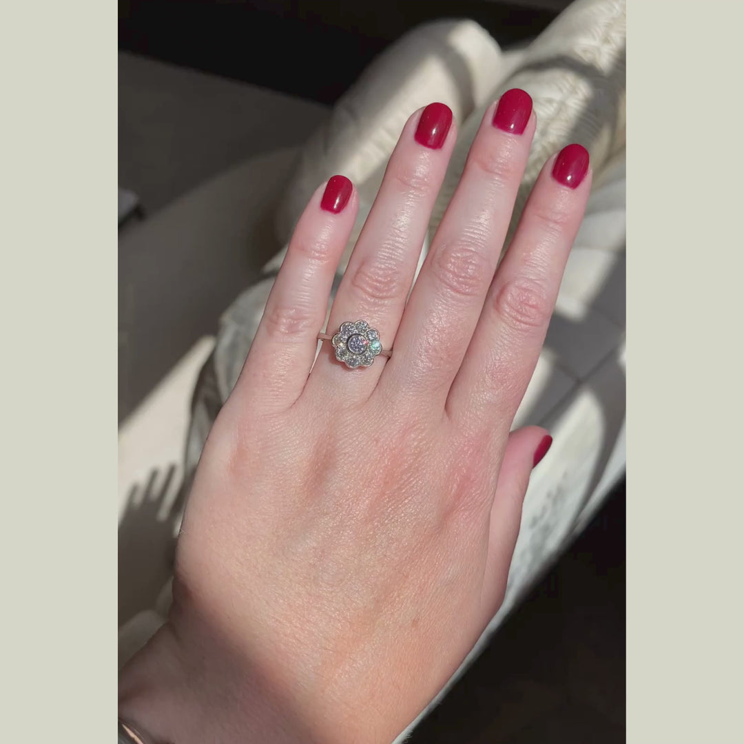 Edwardian Style 1.05 Carat Diamond Daisy Cluster