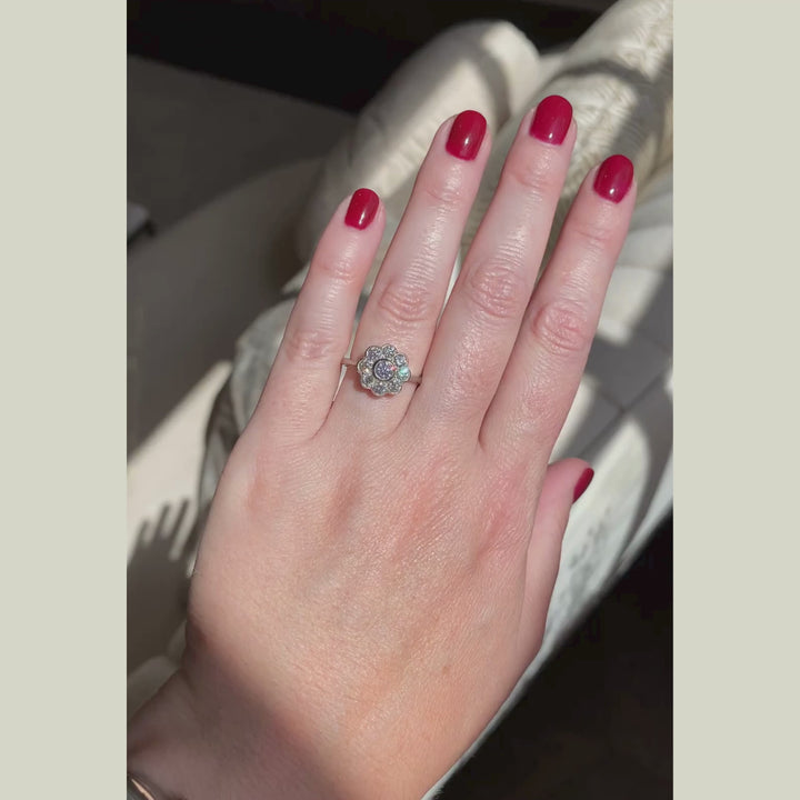 Edwardian Style 1.05 Carat Diamond Daisy Cluster