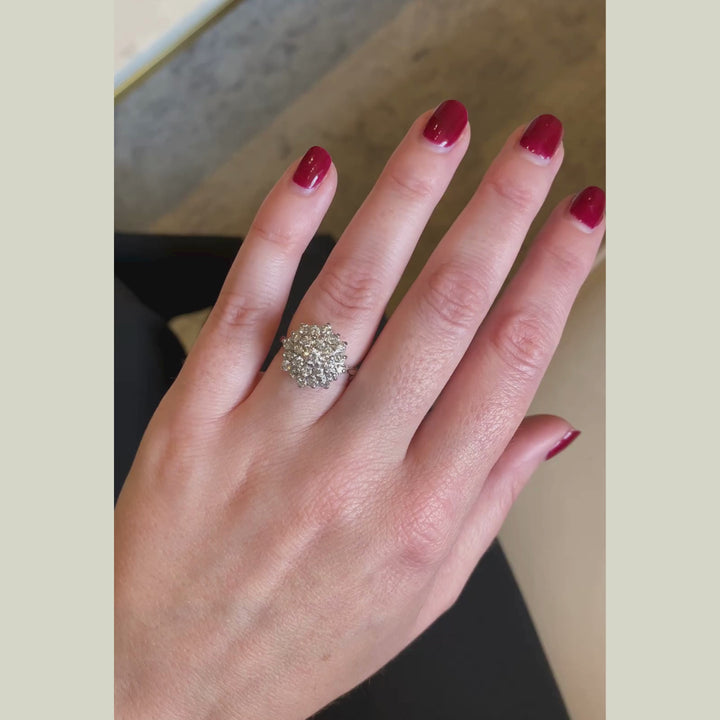 Vintage 0.95 Carat Brilliant Cut Diamond Cluster