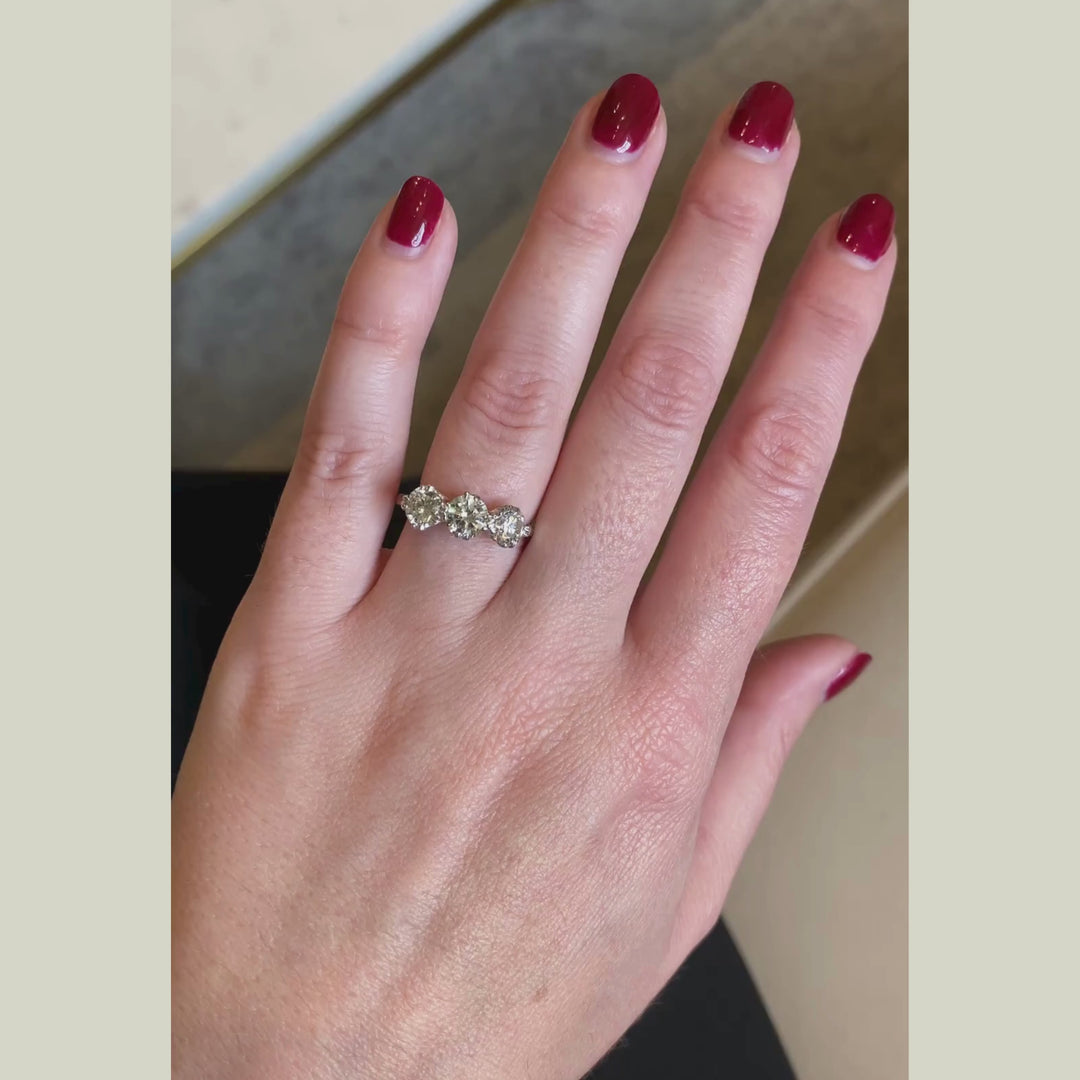 Art Deco 1.80 Carat Transitional Cut Diamond Three Stone