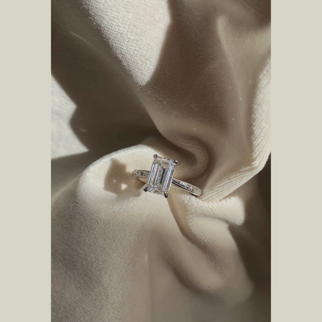 The Grace Engagement Ring - 2.06 Carat Emerald Cut Celeste Diamond®