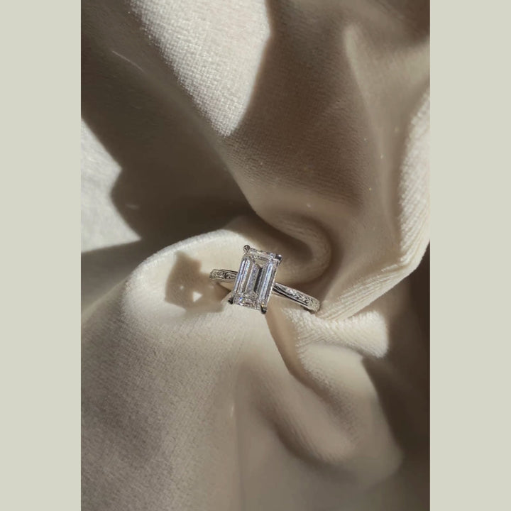 The Grace Engagement Ring - 2.06 Carat Emerald Cut Celeste Diamond®
