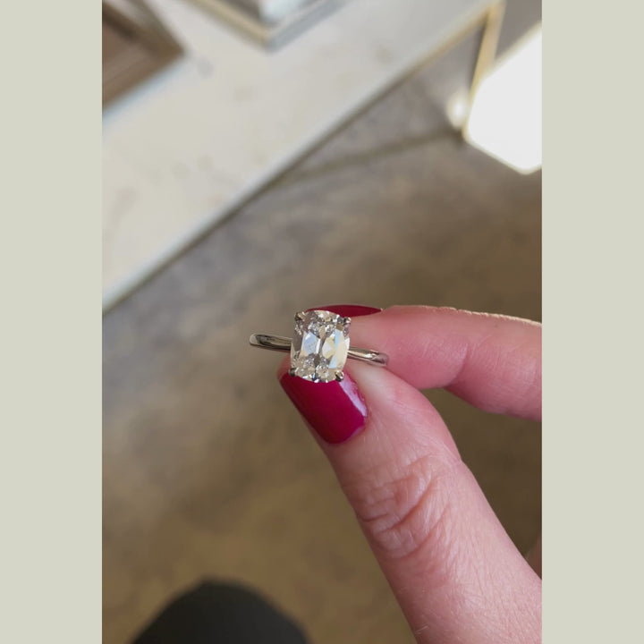 The Georgia Engagement Ring - 2.05 Carat Antique Cushion Cut Celeste Diamond®