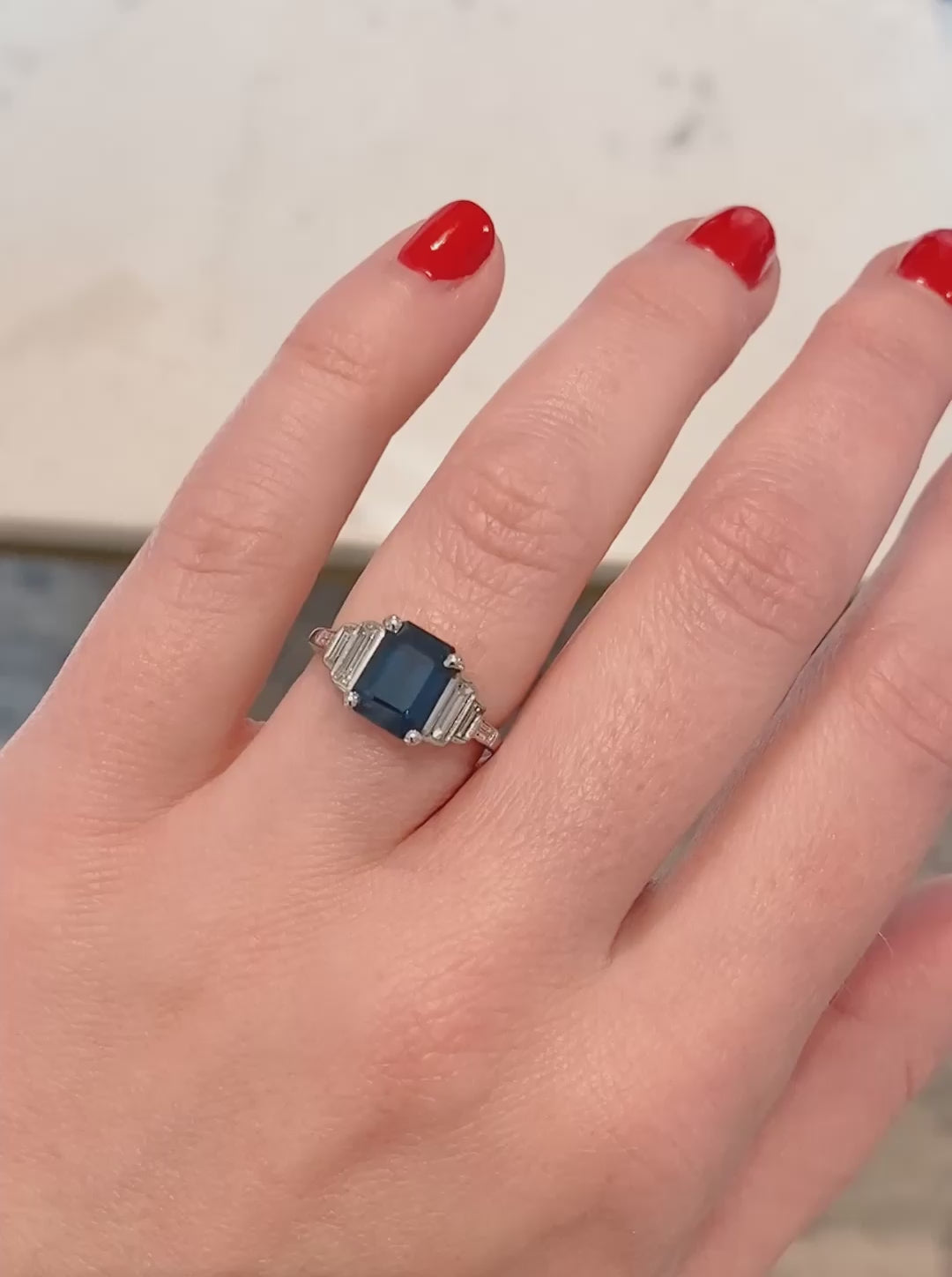 Art Deco 2.21 Carat Sapphire and Diamond Ring