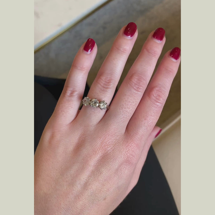 Vintage 1.75 Carat Brilliant Cut Diamond Three Stone