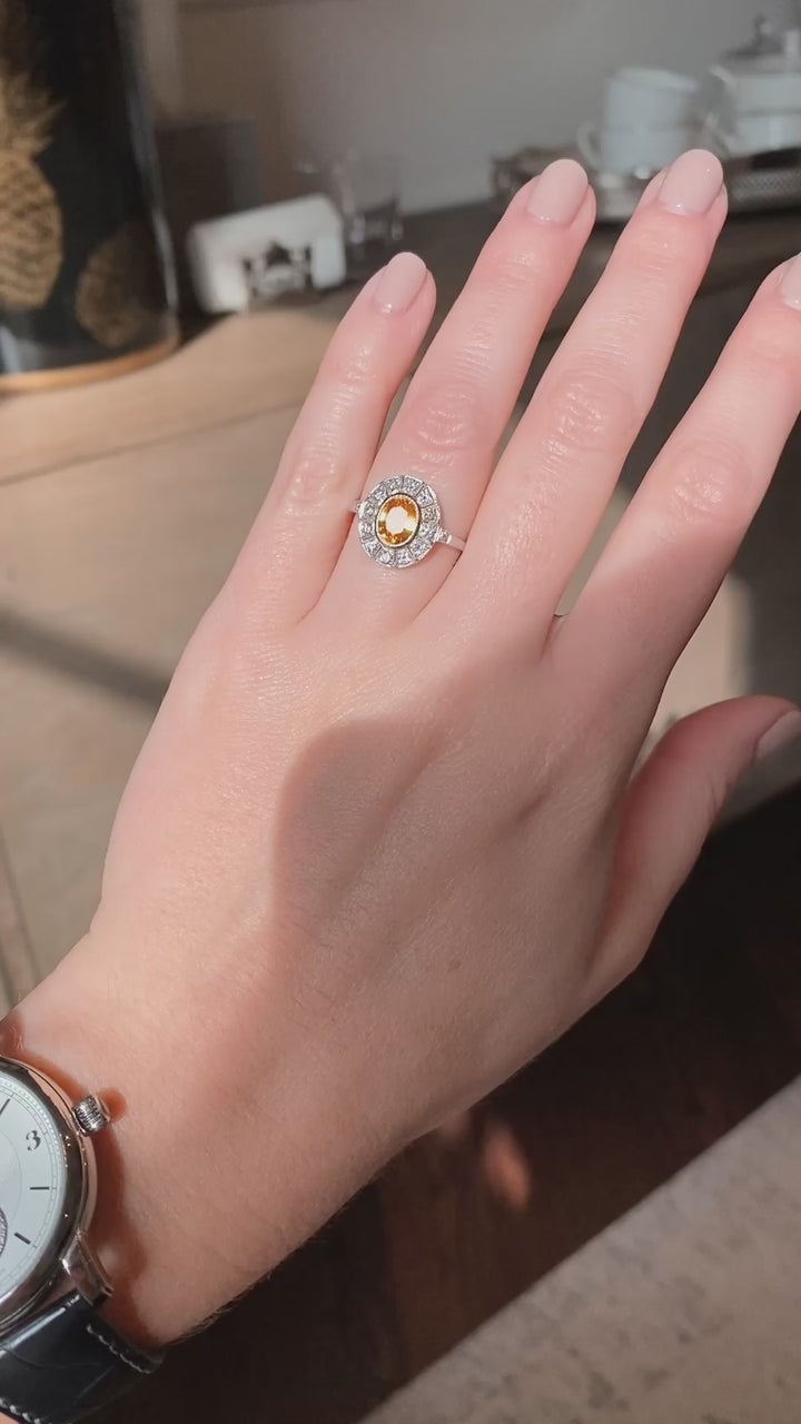 Vintage Style 1.28 Carat Yellow Sapphire and Diamond Cluster