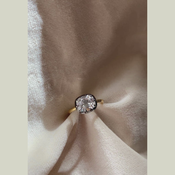 The Henrietta Engagement Ring - 2.09 Carat Antique Cushion Cut Celeste Diamond®
