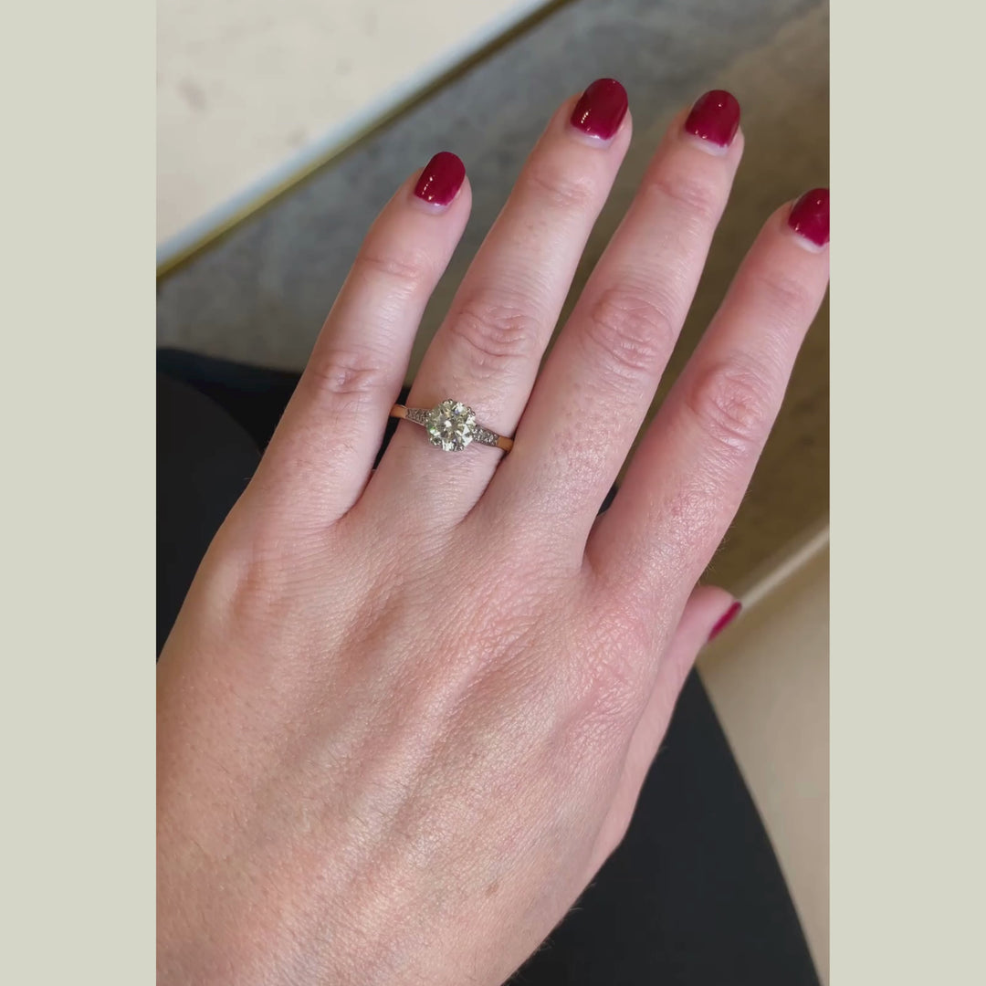 Vintage 1.38 Carat Brilliant Cut Diamond Solitaire