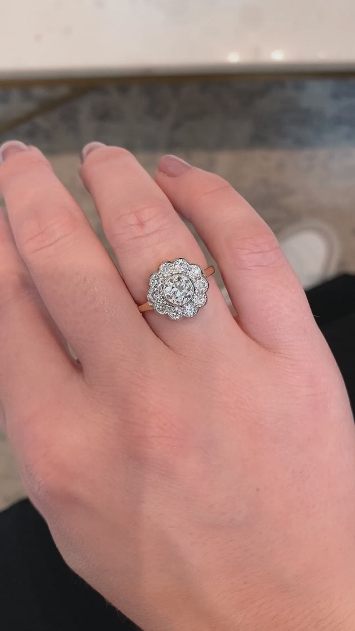 Edwardian Style 1.51 Carat Old European Cut Diamond Cluster