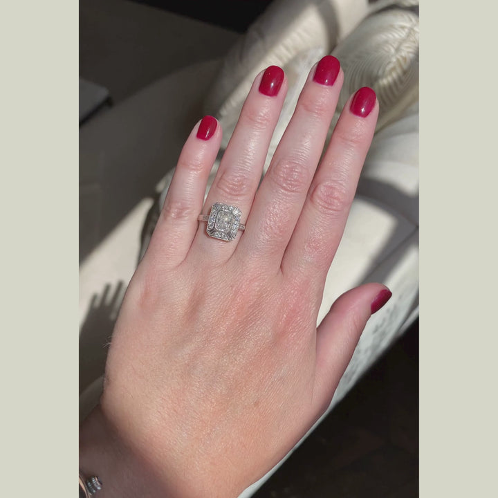Art Deco Style 1.46 Carat Radiant Cut Diamond Cluster