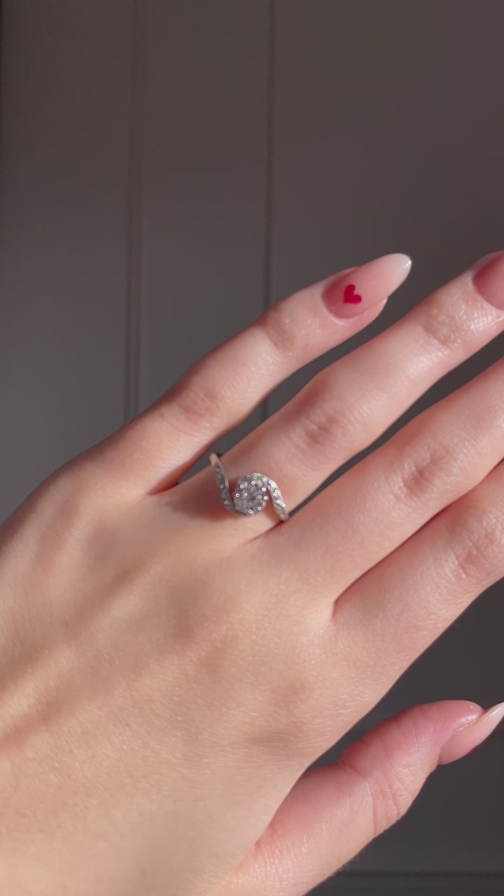 Edwardian 0.55 Carat Old European Cut Diamond Twist Solitaire