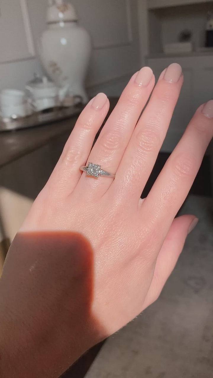 Art Deco Engraved 0.80 Carat Diamond Solitaire