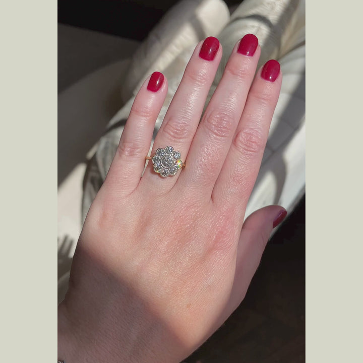 Edwardian Style 1.65 Carat Diamond Daisy Cluster