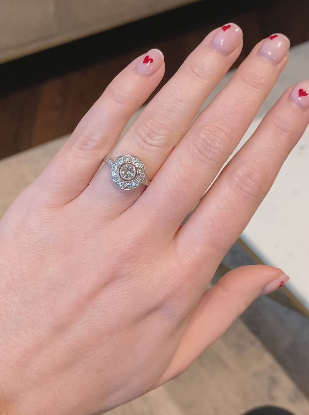 Art Deco Style 0.91 Carat Old European Cut Diamond Halo Cluster