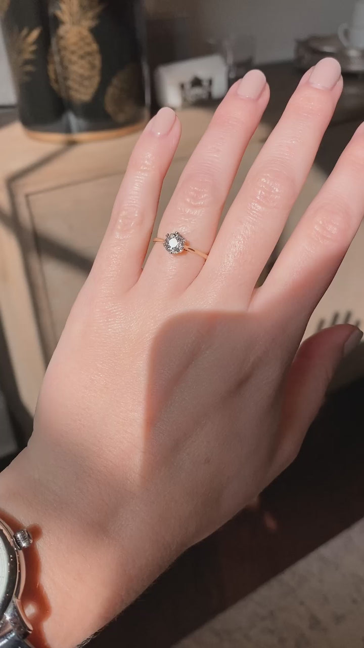 Antique 0.89 Carat Old European Cut Diamond Solitaire