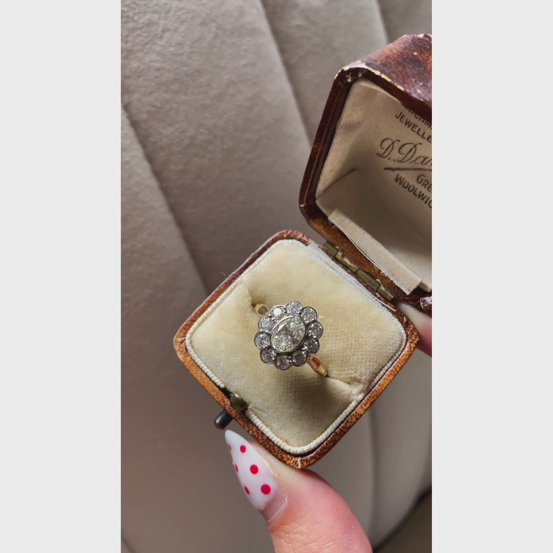 Vintage Style 1.62 Carat Oval Diamond Cluster