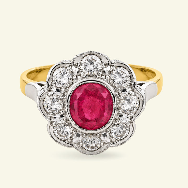 Vintage 0.60 Carat Ruby and Diamond Daisy Cluster