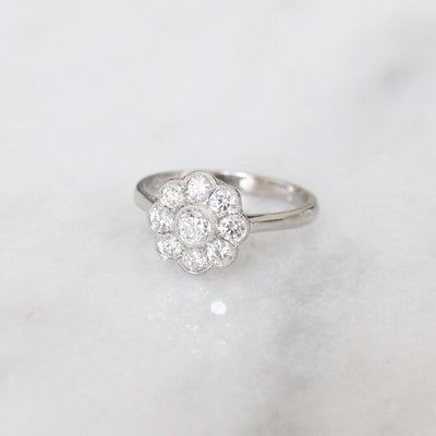 Edwardian Style 0.75 Carat Old European Cut Diamond Daisy Cluster