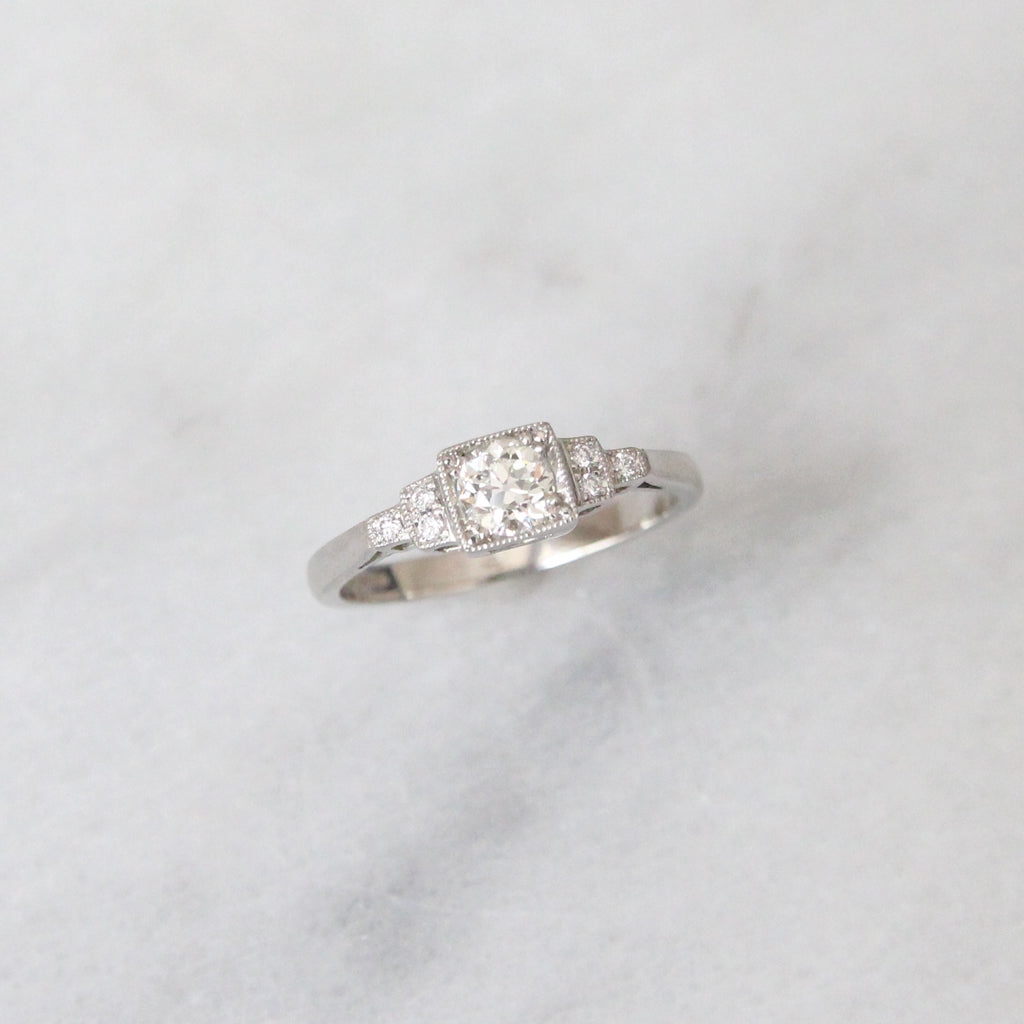Art Deco 0.38 Carat Old European Cut Diamond Ring