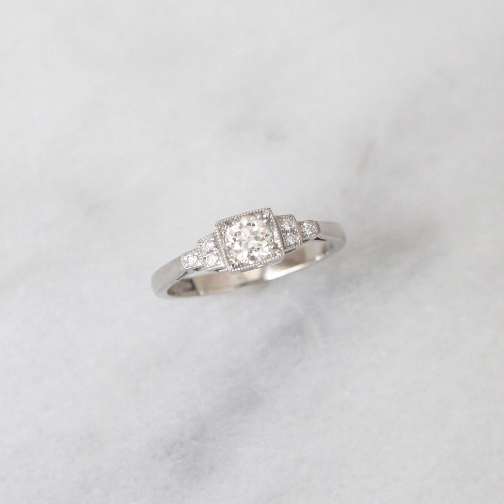 Art Deco 0.38 Carat Old European Cut Diamond Ring