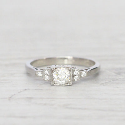 Art Deco 0.38 Carat Old European Cut Diamond Ring